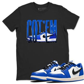 AJ1 Game Royal shirt to match jordans Wiggling Gotem sneaker tees Air Jordan 1 Game Royal SNRT Sneaker Release Tees unisex cotton Black 1 crew neck shirt