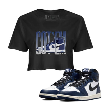 1s Midnight Navy shirts to match jordans Wiggling Gotem sneaker match tees Air Jordan 1 Midnight Navy match shoes to clothes SNRT Sneaker Tees unisex cotton Black 1 crop tee