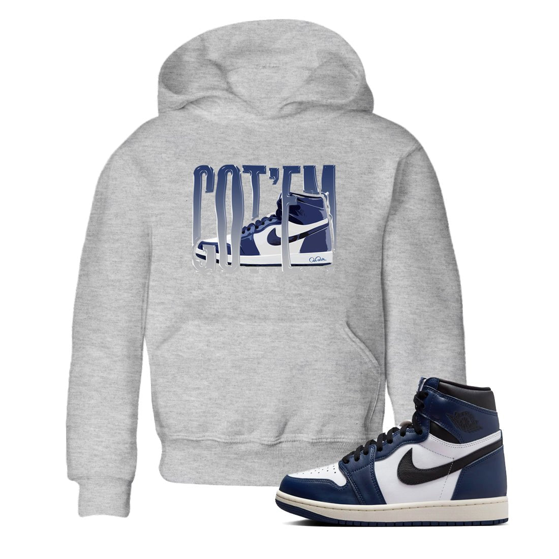 1s Midnight Navy shirts to match jordans Wiggling Gotem sneaker match tees Air Jordan 1 Midnight Navy match shoes to clothes SNRT Sneaker Tees Youth Baby Heather Grey 1 tee