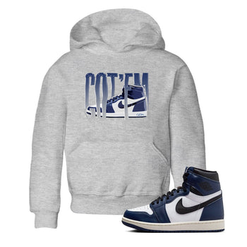 1s Midnight Navy shirts to match jordans Wiggling Gotem sneaker match tees Air Jordan 1 Midnight Navy match shoes to clothes SNRT Sneaker Tees Youth Baby Heather Grey 1 tee