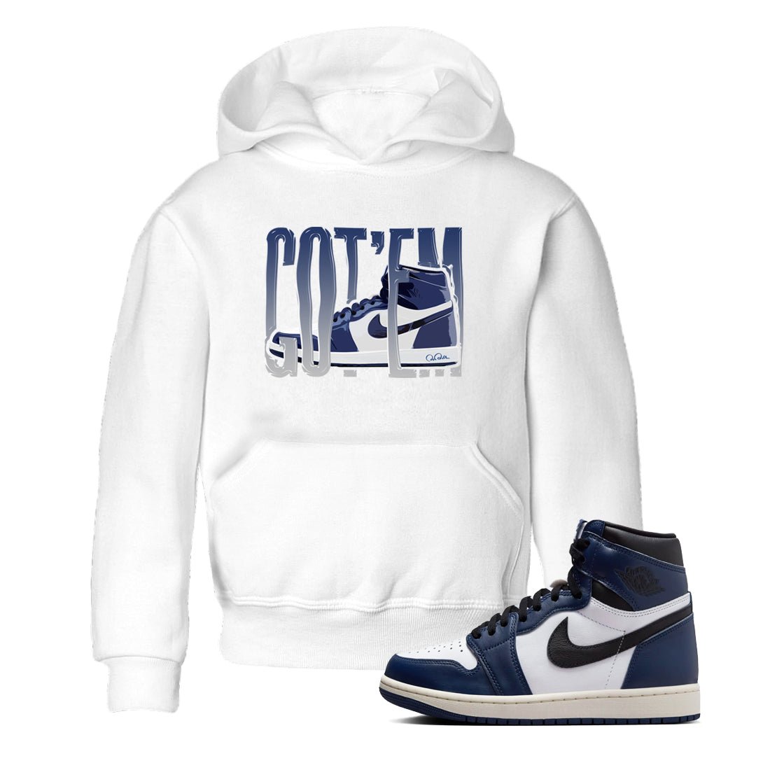 1s Midnight Navy shirts to match jordans Wiggling Gotem sneaker match tees Air Jordan 1 Midnight Navy match shoes to clothes SNRT Sneaker Tees Youth Baby White 1 tee