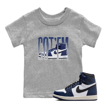 1s Midnight Navy shirts to match jordans Wiggling Gotem sneaker match tees Air Jordan 1 Midnight Navy match shoes to clothes SNRT Sneaker Tees Youth Baby Heather Grey 1 tee