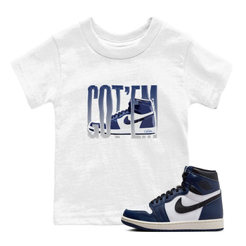 1s Midnight Navy shirts to match jordans Wiggling Gotem sneaker match tees Air Jordan 1 Midnight Navy match shoes to clothes SNRT Sneaker Tees Youth Baby White 1 tee
