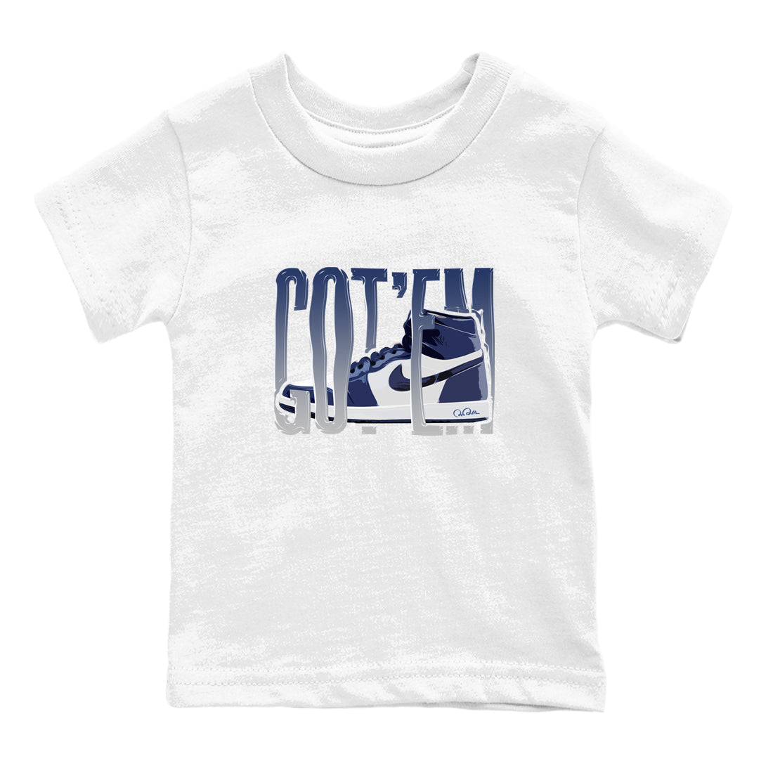 1s Midnight Navy shirts to match jordans Wiggling Gotem sneaker match tees Air Jordan 1 Midnight Navy match shoes to clothes SNRT Sneaker Tees Youth Baby White 2 tee