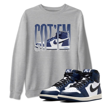 1s Midnight Navy shirts to match jordans Wiggling Gotem sneaker match tees Air Jordan 1 Midnight Navy match shoes to clothes SNRT Sneaker Tees unisex cotton Heather Grey 1 shirts