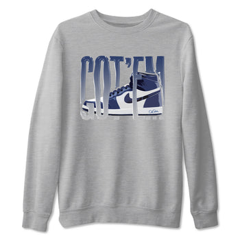 1s Midnight Navy shirts to match jordans Wiggling Gotem sneaker match tees Air Jordan 1 Midnight Navy match shoes to clothes SNRT Sneaker Tees unisex cotton Heather Grey 2 shirts