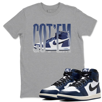 1s Midnight Navy shirts to match jordans Wiggling Gotem sneaker match tees Air Jordan 1 Midnight Navy match shoes to clothes SNRT Sneaker Tees unisex cotton Heather Grey 1 shirts