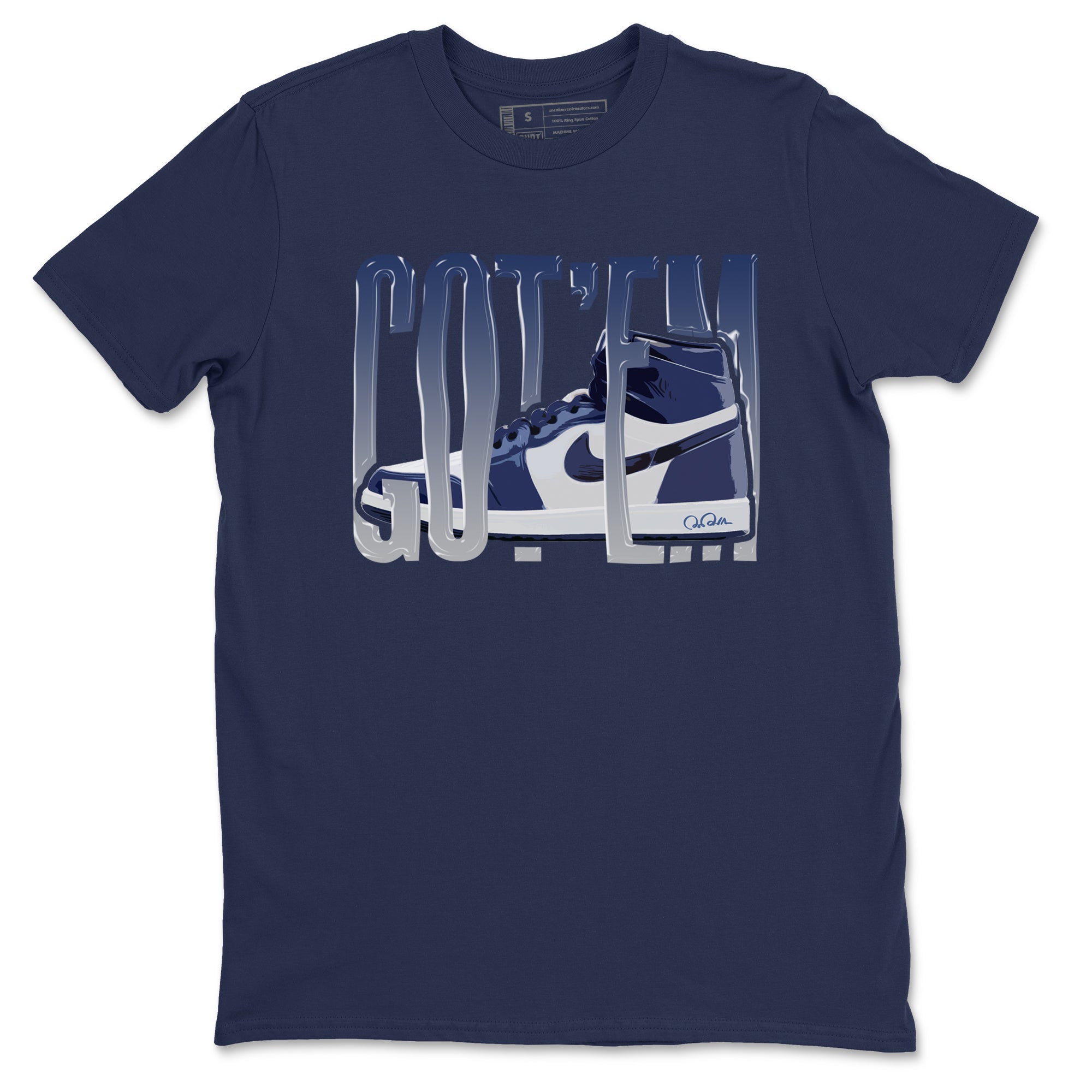 1s Midnight Navy shirts to match jordans Wiggling Gotem sneaker match tees Air Jordan 1 Midnight Navy match shoes to clothes SNRT Sneaker Tees unisex cotton Navy 2 shirts