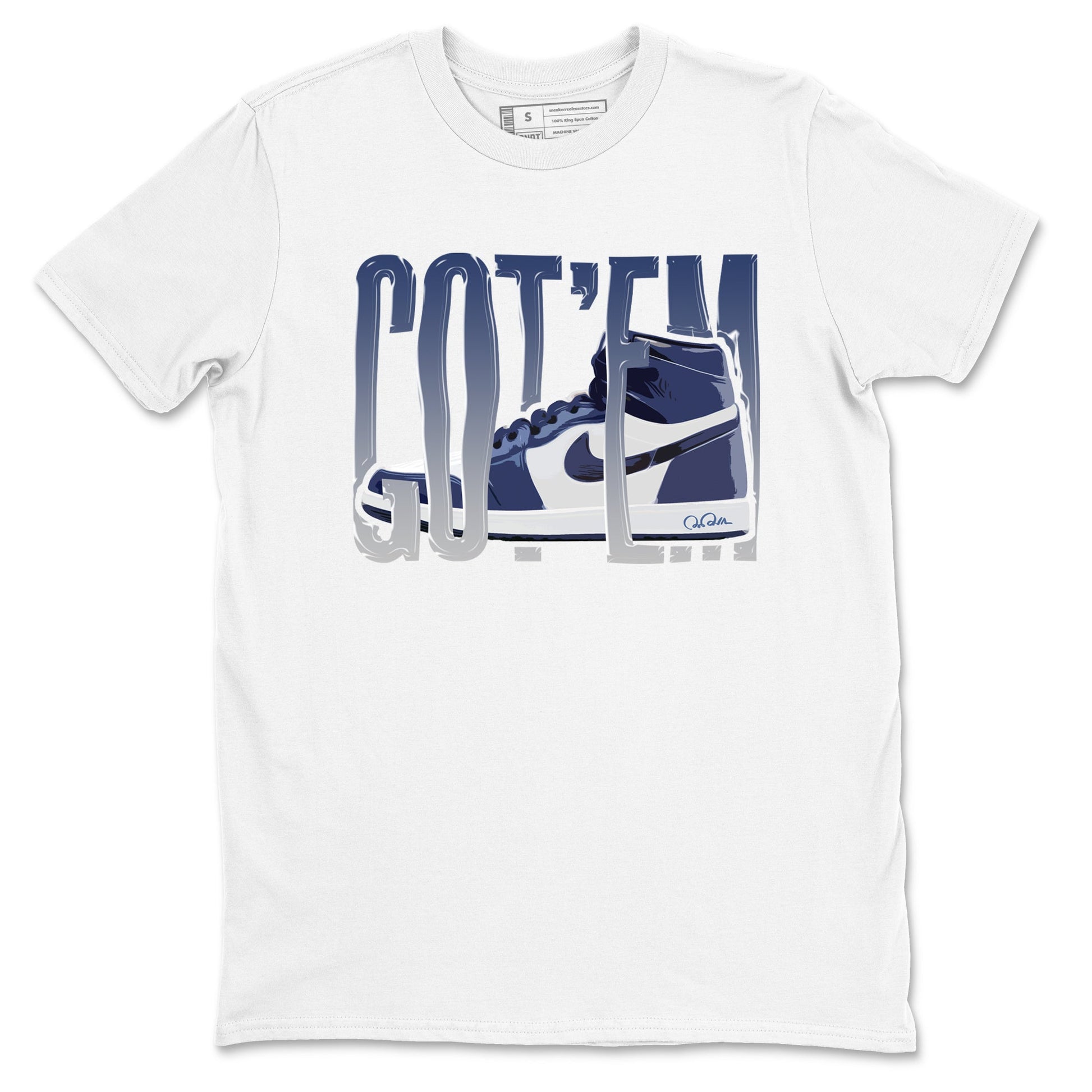 1s Midnight Navy shirts to match jordans Wiggling Gotem sneaker match tees Air Jordan 1 Midnight Navy match shoes to clothes SNRT Sneaker Tees unisex cotton White 2 shirts