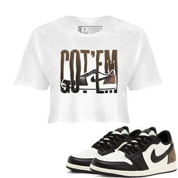 1s Low OG Mocha shirts to match jordans Wiggling Gotem sneaker match tees Air Jordan 1 Mocha match shoes to clothes SNRT Sneaker Tees unisex cotton White 1 crop tee