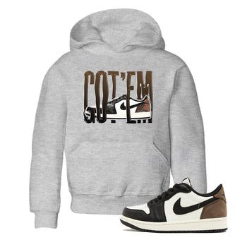 1s Low OG Mocha shirts to match jordans Wiggling Gotem sneaker match tees Air Jordan 1 Mocha match shoes to clothes SNRT Sneaker Tees Youth Baby Heather Grey 1 tee