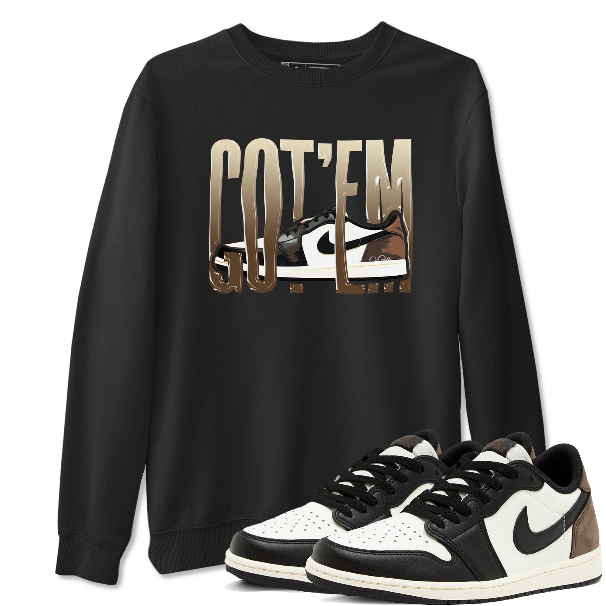 1s Low OG Mocha shirts to match jordans Wiggling Gotem sneaker match tees Air Jordan 1 Mocha match shoes to clothes SNRT Sneaker Tees unisex cotton Black 1 shirts