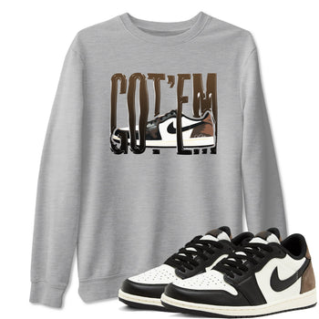 1s Low OG Mocha shirts to match jordans Wiggling Gotem sneaker match tees Air Jordan 1 Mocha match shoes to clothes SNRT Sneaker Tees unisex cotton Heather Grey 1 shirts