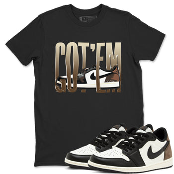 1s Low OG Mocha shirts to match jordans Wiggling Gotem sneaker match tees Air Jordan 1 Mocha match shoes to clothes SNRT Sneaker Tees unisex cotton Black 1 shirts
