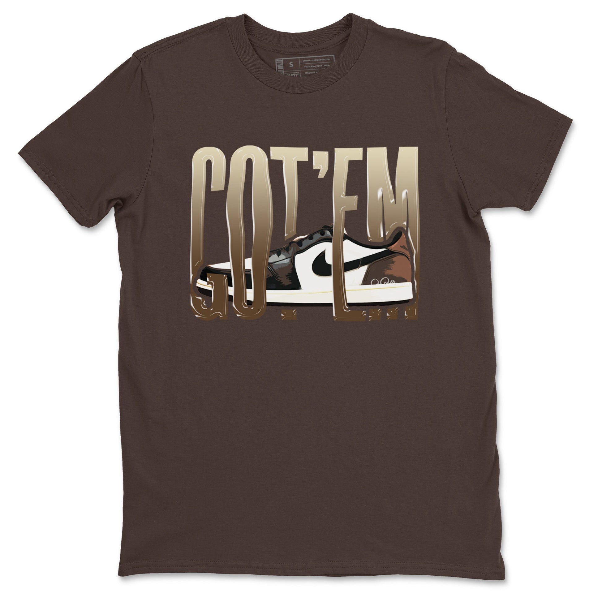 1s Low OG Mocha shirts to match jordans Wiggling Gotem sneaker match tees Air Jordan 1 Mocha match shoes to clothes SNRT Sneaker Tees unisex cotton Dark Chocolate 2 shirts