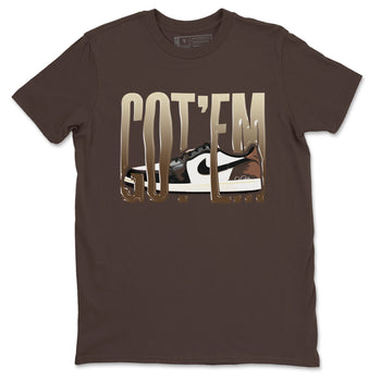 1s Low OG Mocha shirts to match jordans Wiggling Gotem sneaker match tees Air Jordan 1 Mocha match shoes to clothes SNRT Sneaker Tees unisex cotton Dark Chocolate 2 shirts