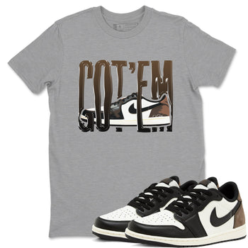 1s Low OG Mocha shirts to match jordans Wiggling Gotem sneaker match tees Air Jordan 1 Mocha match shoes to clothes SNRT Sneaker Tees unisex cotton Heather Grey 1 shirts