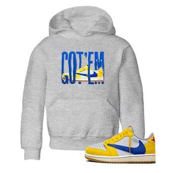 1s Travis Scott Canary shirt to match jordans Wiggling Gotem sneaker tees Air Jordan 1 Travis Scott Canary SNRT sneaker release tees baby toddler Heather Grey 1 cotton Shirt