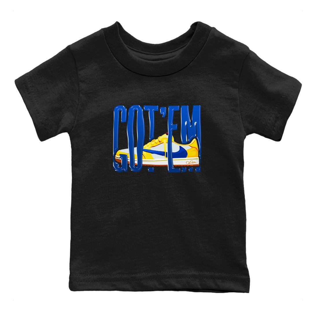1s Travis Scott Canary shirt to match jordans Wiggling Gotem sneaker tees Air Jordan 1 Travis Scott Canary SNRT sneaker release tees baby toddler Black 2 cotton Shirt
