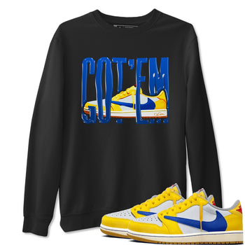 1s Travis Scott Canary shirt to match jordans Wiggling Gotem sneaker tees Air Jordan 1 Travis Scott Canary SNRT Sneaker Release Tees unisex cotton Black 1 crew neck shirt