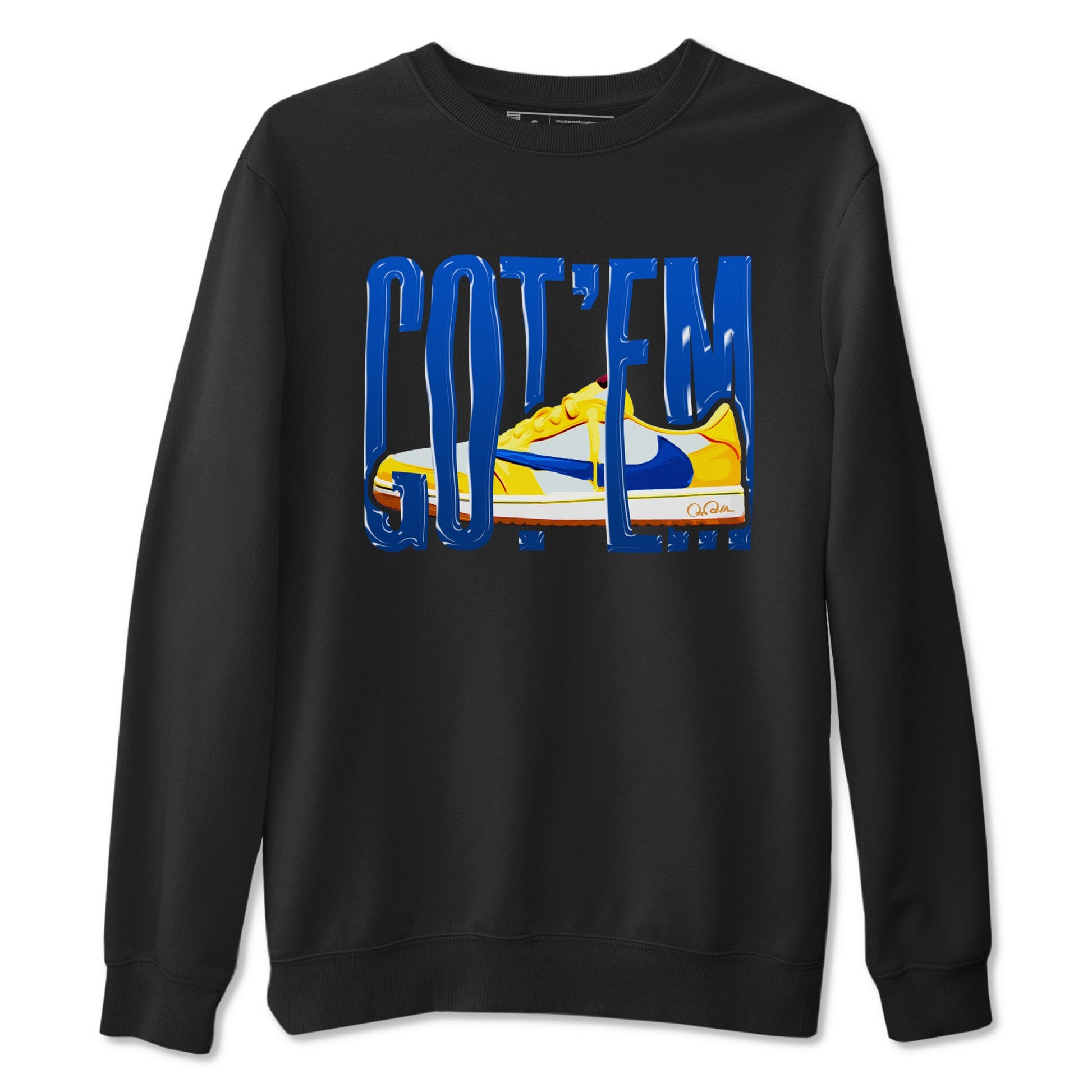 1s Travis Scott Canary shirt to match jordans Wiggling Gotem sneaker tees Air Jordan 1 Travis Scott Canary SNRT Sneaker Release Tees unisex cotton Black 2 crew neck shirt