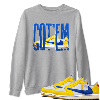 1s Travis Scott Canary shirt to match jordans Wiggling Gotem sneaker tees Air Jordan 1 Travis Scott Canary SNRT Sneaker Release Tees unisex cotton Heather Grey 1 crew neck shirt
