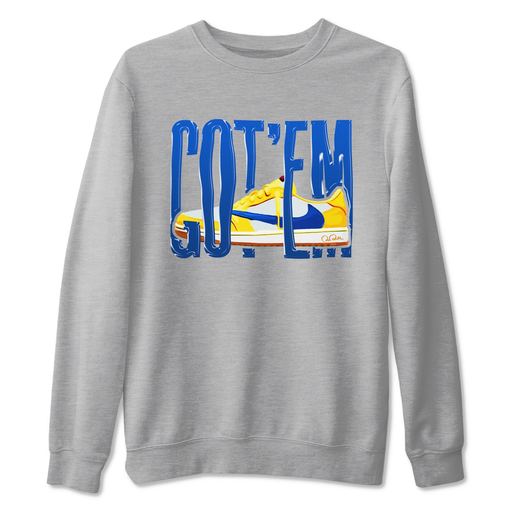 1s Travis Scott Canary shirt to match jordans Wiggling Gotem sneaker tees Air Jordan 1 Travis Scott Canary SNRT Sneaker Release Tees unisex cotton Heather Grey 2 crew neck shirt