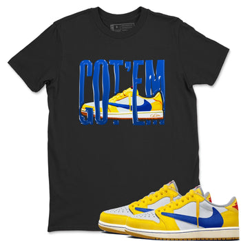 1s Travis Scott Canary shirt to match jordans Wiggling Gotem sneaker tees Air Jordan 1 Travis Scott Canary SNRT Sneaker Release Tees unisex cotton Black 1 crew neck shirt