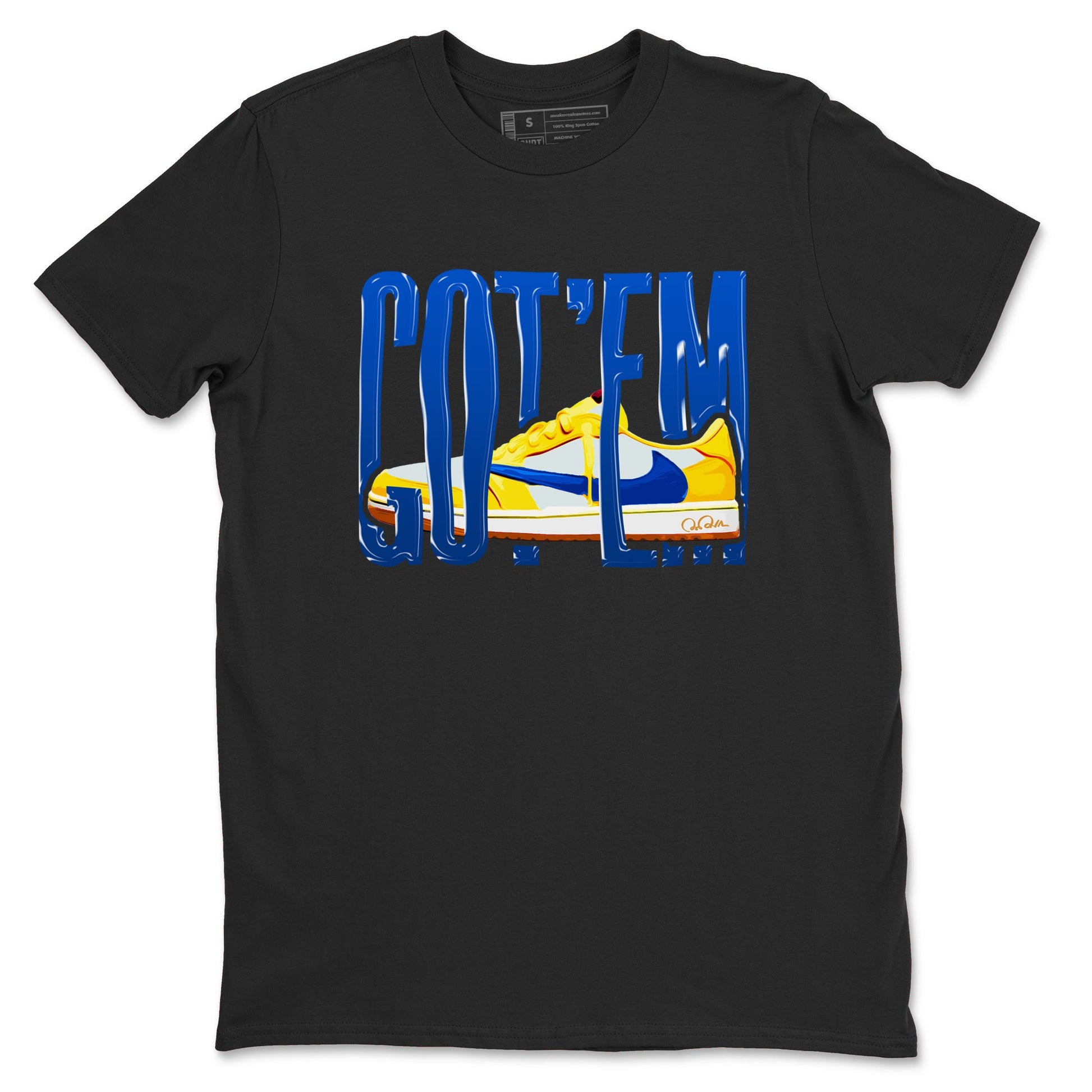 1s Travis Scott Canary shirt to match jordans Wiggling Gotem sneaker tees Air Jordan 1 Travis Scott Canary SNRT Sneaker Release Tees unisex cotton Black 2 crew neck shirt