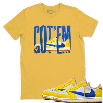 1s Travis Scott Canary shirt to match jordans Wiggling Gotem sneaker tees Air Jordan 1 Travis Scott Canary SNRT Sneaker Release Tees unisex cotton Daisy 1 crew neck shirt