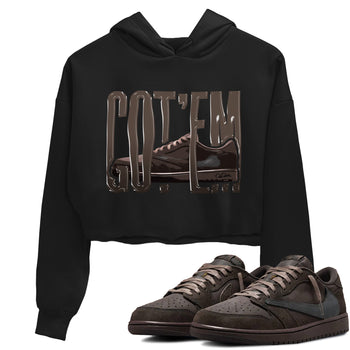 Air Jordan 1 Travis Scott Velvet Brown shirts to match jordans Wiggling Gotem sneaker tees Air Jordan 1 Travis Scott Velvet Brown best t-shirts to wear with jordans SNRT Sneaker Tees unisex cotton Black 1 crop tee