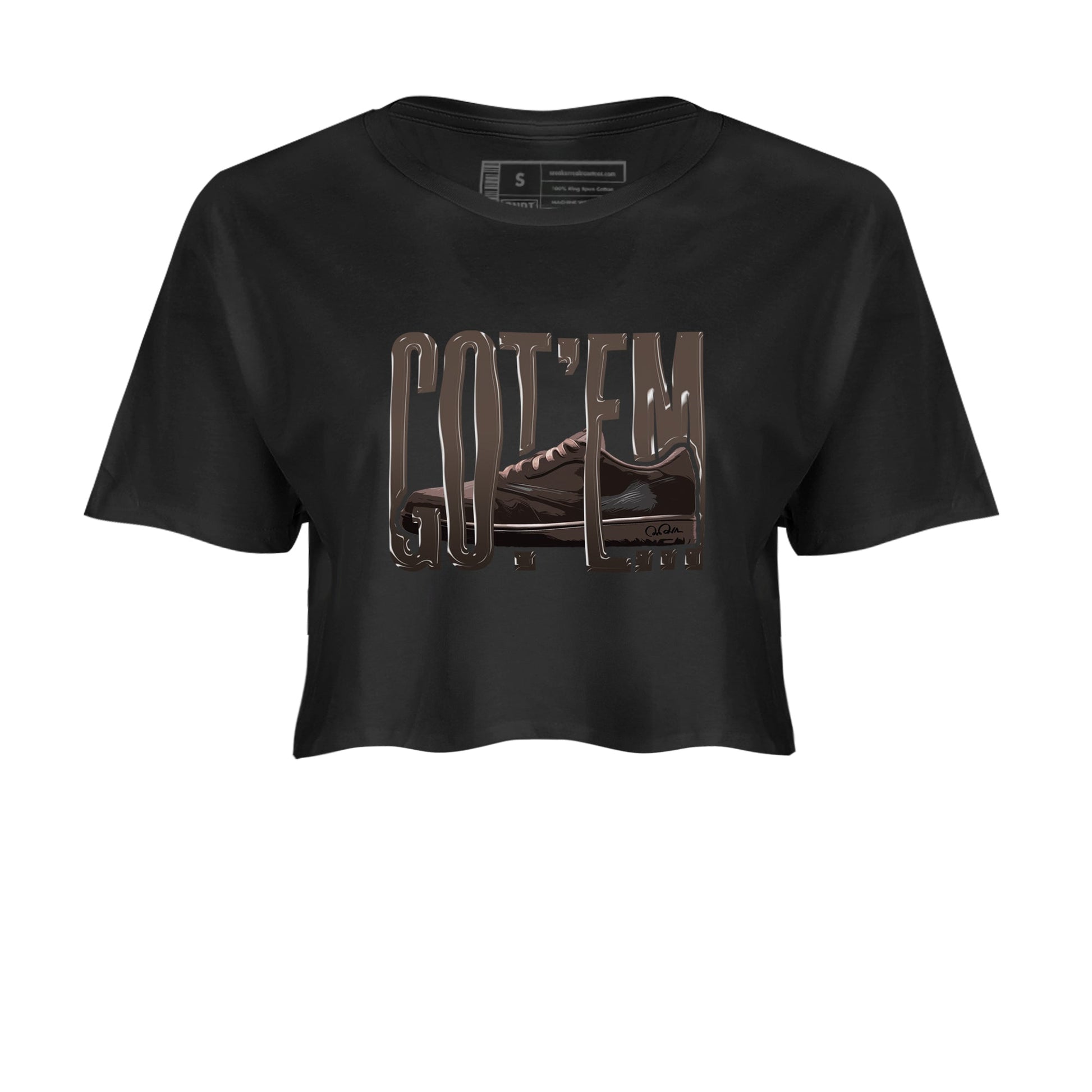 Air Jordan 1 Travis Scott Velvet Brown shirts to match jordans Wiggling Gotem sneaker tees Air Jordan 1 Travis Scott Velvet Brown best t-shirts to wear with jordans SNRT Sneaker Tees unisex cotton Black 2 crop tee