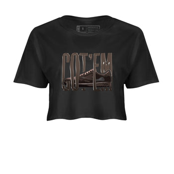 Air Jordan 1 Travis Scott Velvet Brown shirts to match jordans Wiggling Gotem sneaker tees Air Jordan 1 Travis Scott Velvet Brown best t-shirts to wear with jordans SNRT Sneaker Tees unisex cotton Black 2 crop tee