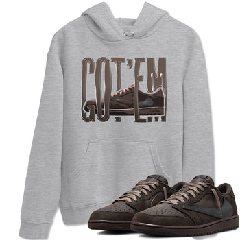 Air Jordan 1 Travis Scott Velvet Brown shirts to match jordans Wiggling Gotem sneaker tees Air Jordan 1 Travis Scott Velvet Brown best t-shirts to wear with jordans SNRT Sneaker Tees unisex cotton Heather Grey 1 shirts