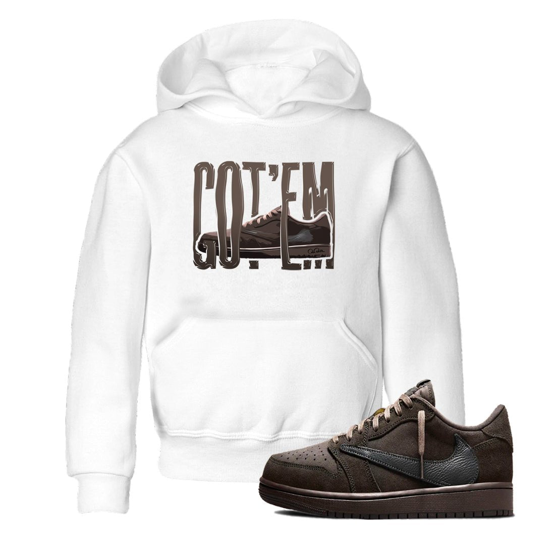 Air Jordan 1 Travis Scott Velvet Brown shirts to match jordans Wiggling Gotem sneaker tees Air Jordan 1 Travis Scott Velvet Brown best t-shirts to wear with jordans SNRT Sneaker Tees Youth Baby White 1 tee