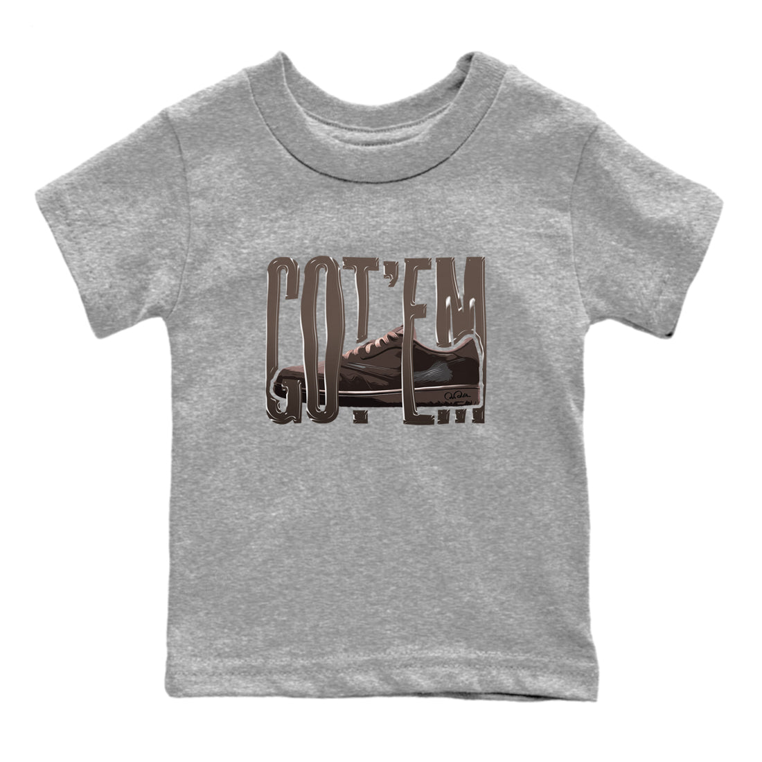 Air Jordan 1 Travis Scott Velvet Brown shirts to match jordans Wiggling Gotem sneaker tees Air Jordan 1 Travis Scott Velvet Brown best t-shirts to wear with jordans SNRT Sneaker Tees Youth Baby Heather Grey 2 tee