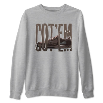 Air Jordan 1 Travis Scott Velvet Brown shirts to match jordans Wiggling Gotem sneaker tees Air Jordan 1 Travis Scott Velvet Brown best t-shirts to wear with jordans SNRT Sneaker Tees unisex cotton Heather Grey 2 shirts