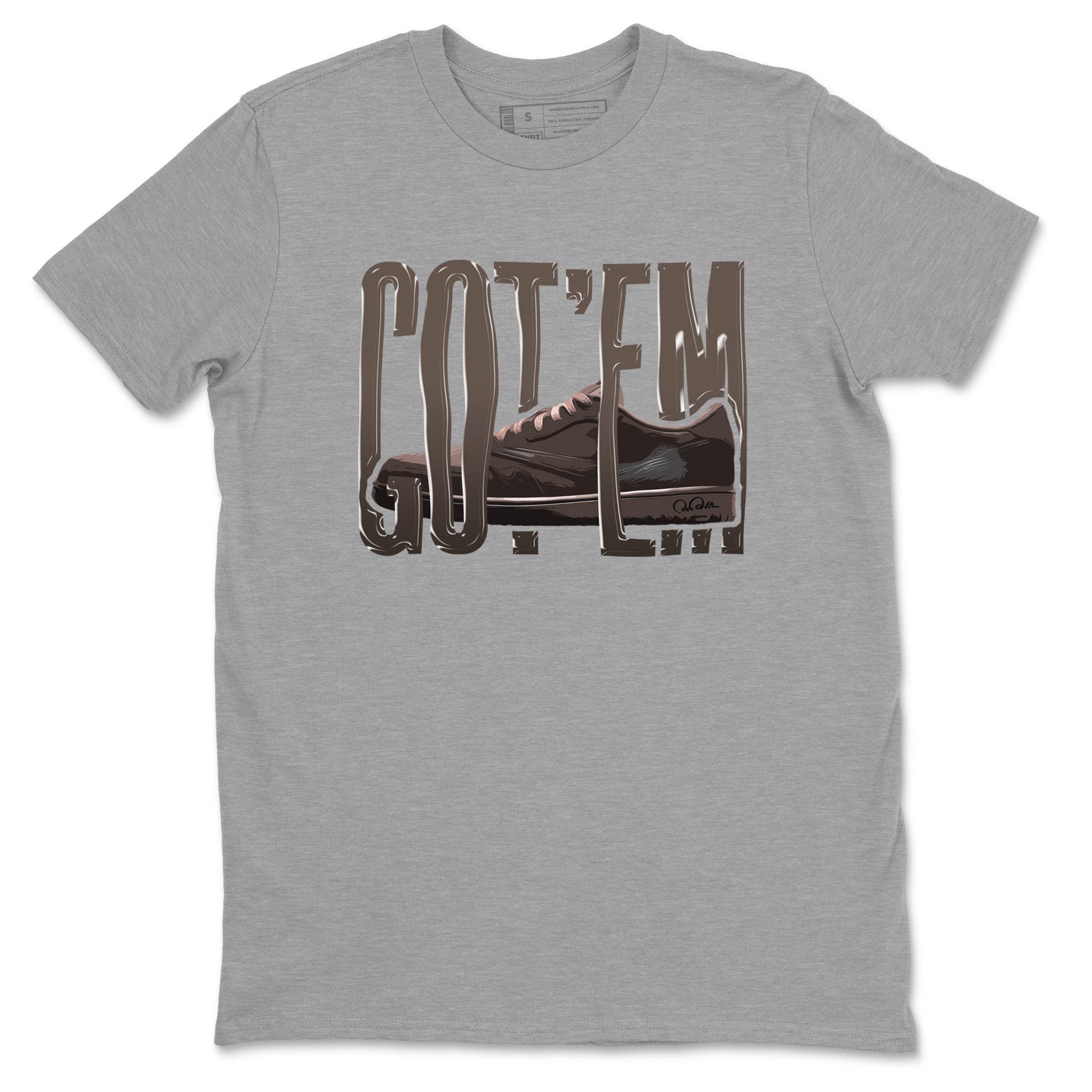 Air Jordan 1 Travis Scott Velvet Brown shirts to match jordans Wiggling Gotem sneaker tees Air Jordan 1 Travis Scott Velvet Brown best t-shirts to wear with jordans SNRT Sneaker Tees unisex cotton Heather Grey 2 shirts