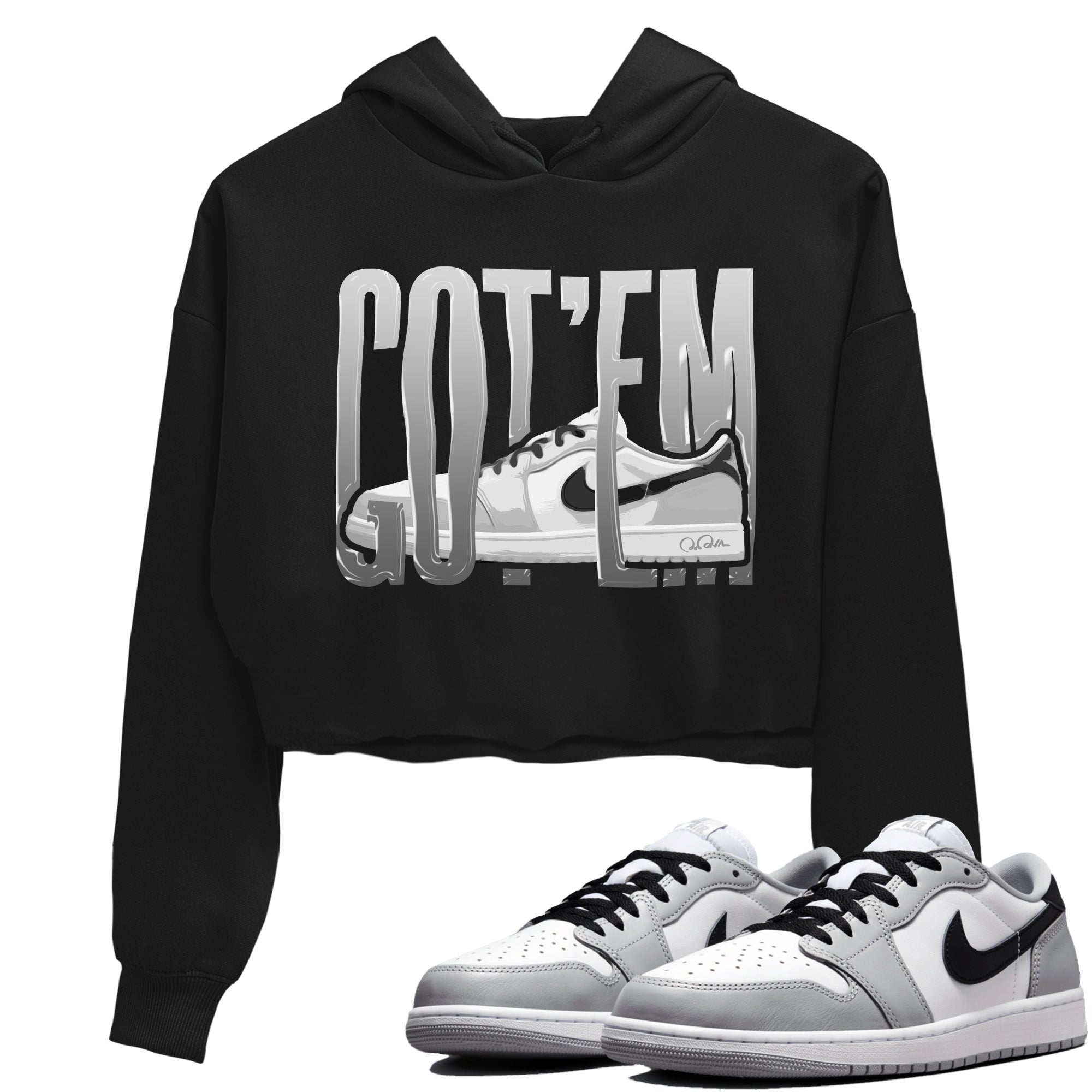 1s Wolf Grey shirts to match jordans Wiggling Gotem sneaker match tees Air Jordan 1 Wolf Grey SNRT Sneaker Tees streetwear brand Black 1 crop tee