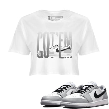 1s Wolf Grey shirts to match jordans Wiggling Gotem sneaker match tees Air Jordan 1 Wolf Grey SNRT Sneaker Tees streetwear brand White 1 crop tee