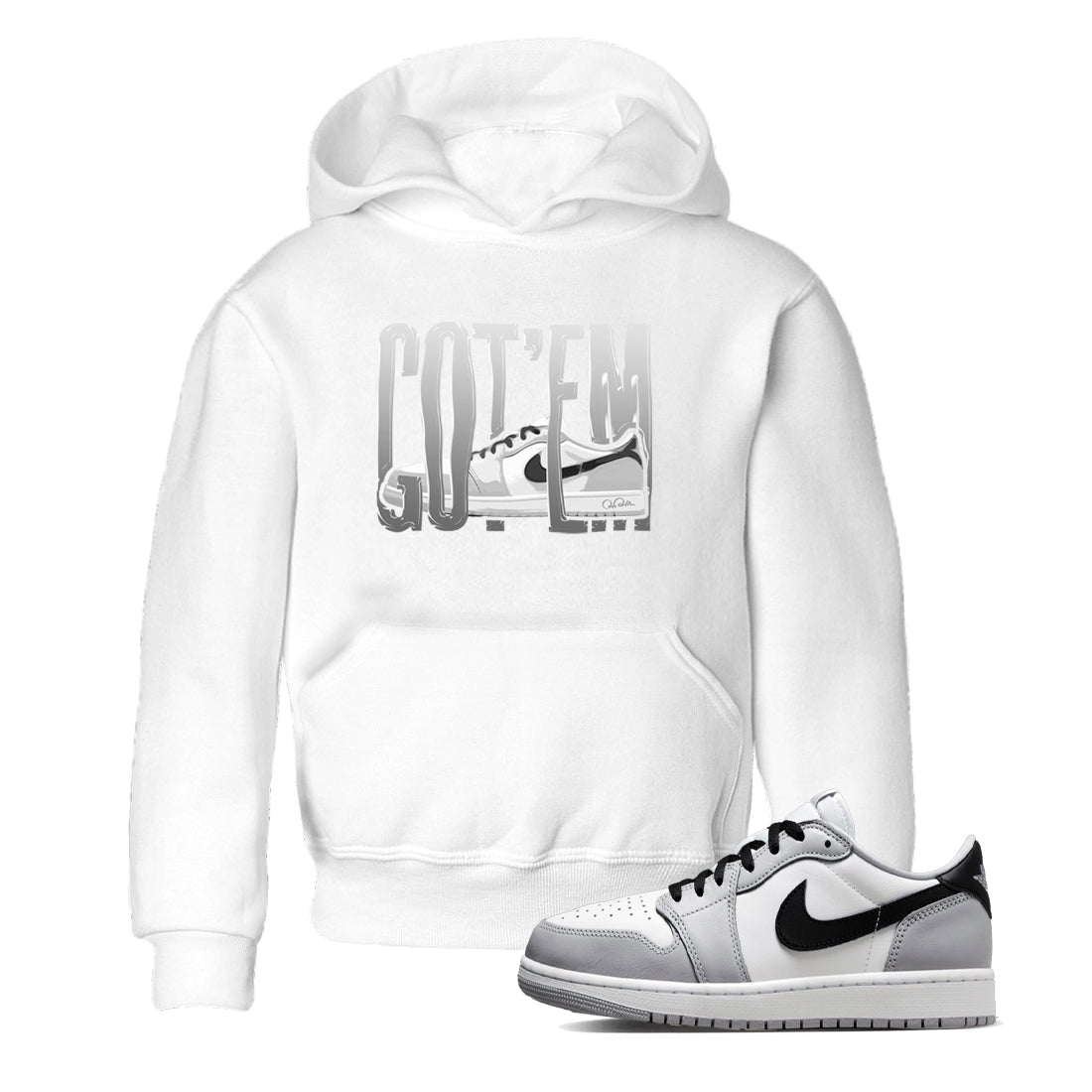 1s Wolf Grey shirts to match jordans Wiggling Gotem sneaker match tees Air Jordan 1 Wolf Grey SNRT Sneaker Tees streetwear brand Baby and Youth White 1 cotton tee