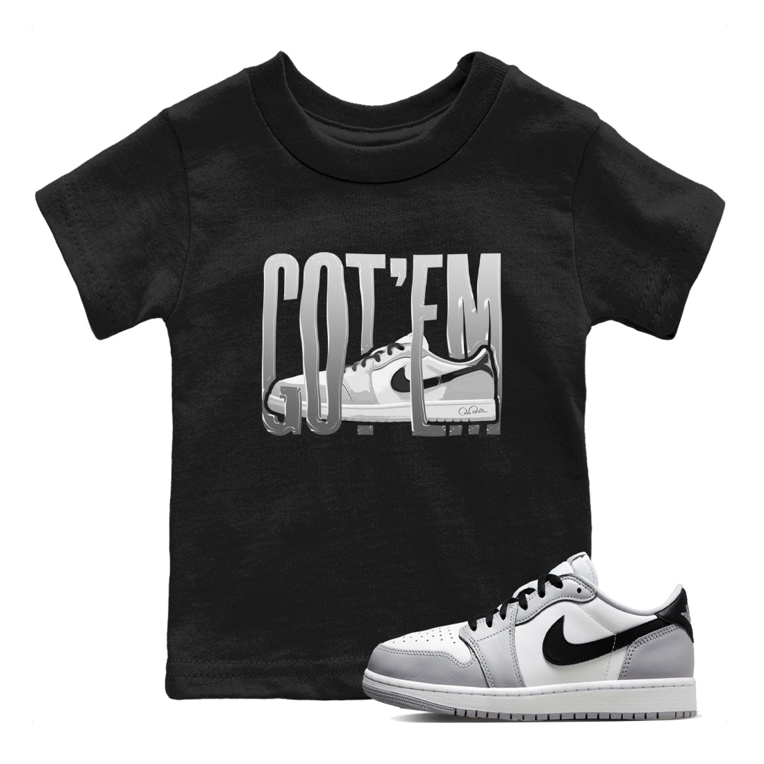 1s Wolf Grey shirts to match jordans Wiggling Gotem sneaker match tees Air Jordan 1 Wolf Grey SNRT Sneaker Tees streetwear brand Baby and Youth Black 1 cotton tee