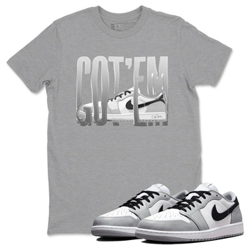 1s Wolf Grey shirts to match jordans Wiggling Gotem sneaker match tees Air Jordan 1 Wolf Grey SNRT Sneaker Tees streetwear brand Heather Grey 1 unisex cotton tee