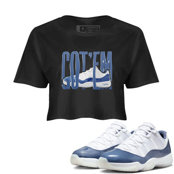 11s Diffused Blue Shirts To Match Jordans Wiggling Gotem sneaker match tees Air Jordan 11 Diffused Blue Tee SNRT Sneaker Release Tees unisex cotton Black 1 Crop Shirts