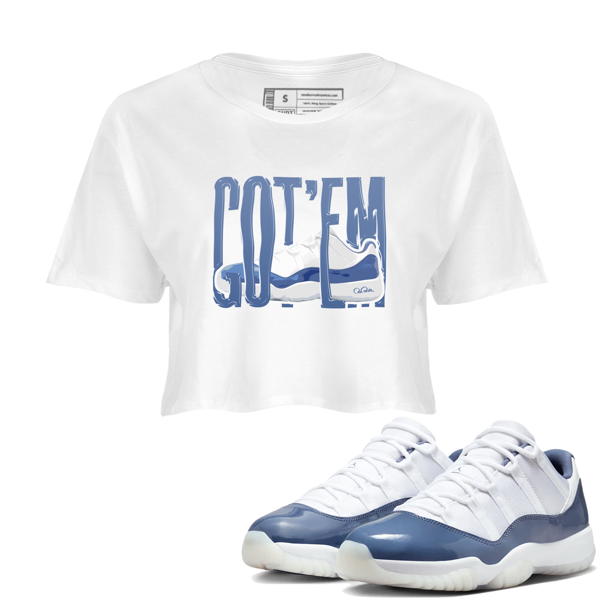 11s Diffused Blue Shirts To Match Jordans Wiggling Gotem sneaker match tees Air Jordan 11 Diffused Blue Tee SNRT Sneaker Release Tees unisex cotton White 1 Crop Shirts