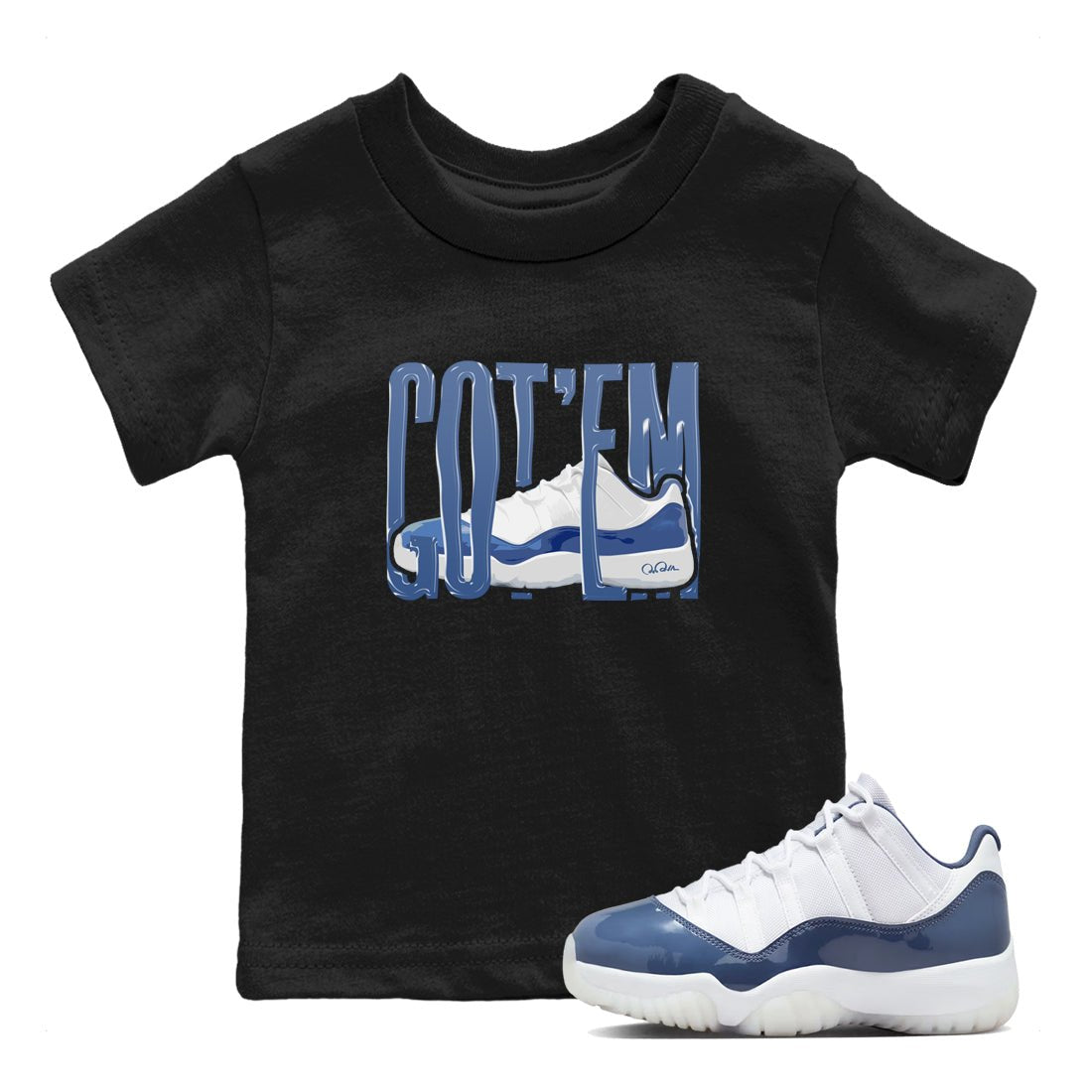 11s Diffused Blue Shirts To Match Jordans Wiggling Gotem sneaker match tees Air Jordan 11 Diffused Blue Tee SNRT Sneaker Release Tees Youth Baby Black 1 crew neck shirts