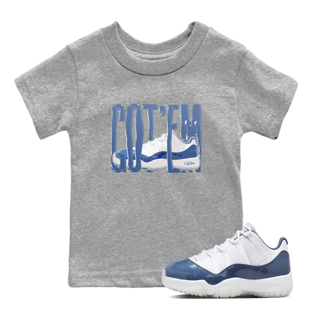 11s Diffused Blue Shirts To Match Jordans Wiggling Gotem sneaker match tees Air Jordan 11 Diffused Blue Tee SNRT Sneaker Release Tees Youth Baby Heather Grey 1 crew neck shirts