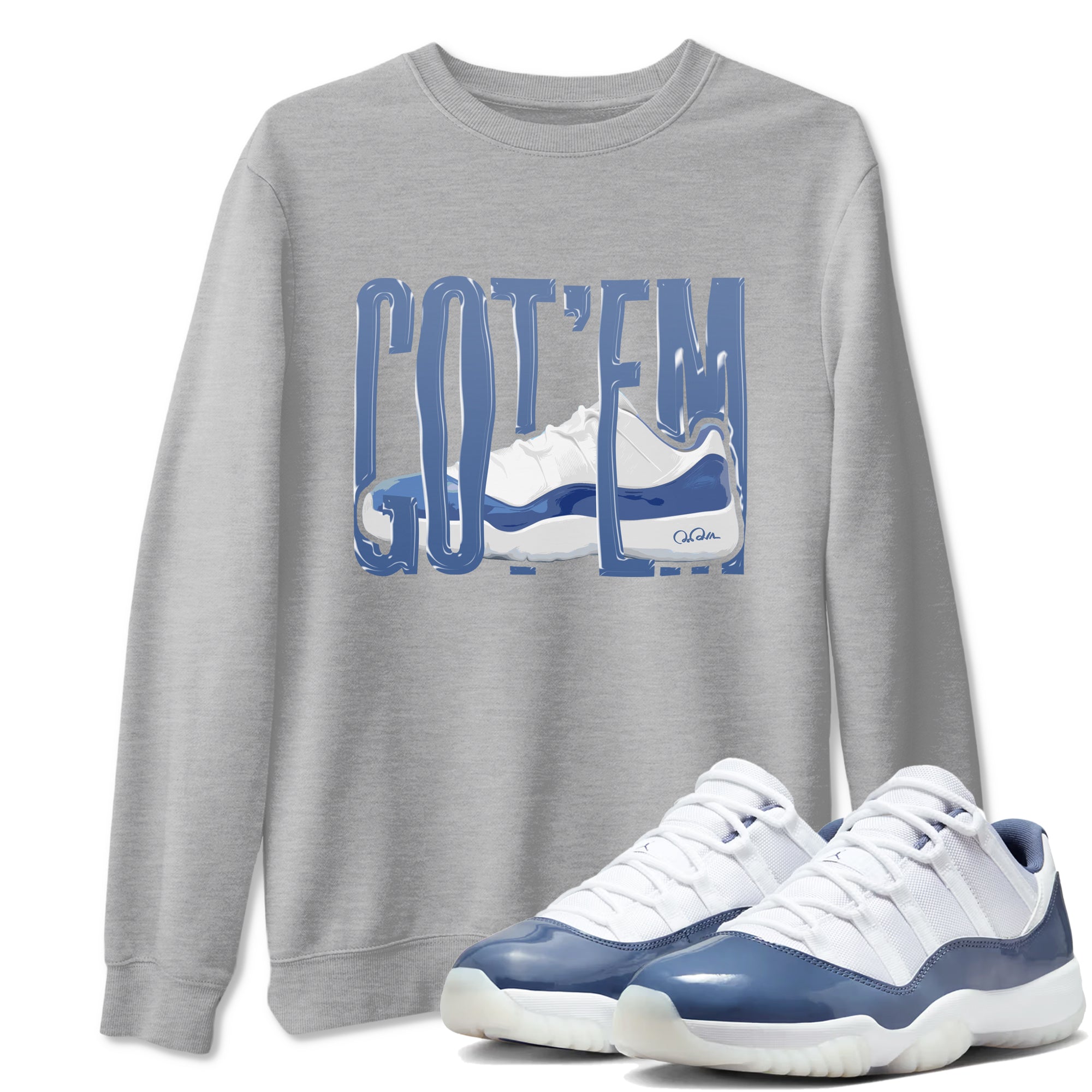 11s Diffused Blue Shirts To Match Jordans Wiggling Gotem sneaker match tees Air Jordan 11 Diffused Blue Tee SNRT Sneaker Release Tees unisex cotton Heather Grey 1 crew neck shirts