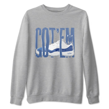 11s Diffused Blue Shirts To Match Jordans Wiggling Gotem sneaker match tees Air Jordan 11 Diffused Blue Tee SNRT Sneaker Release Tees unisex cotton Heather Grey 2 crew neck shirts