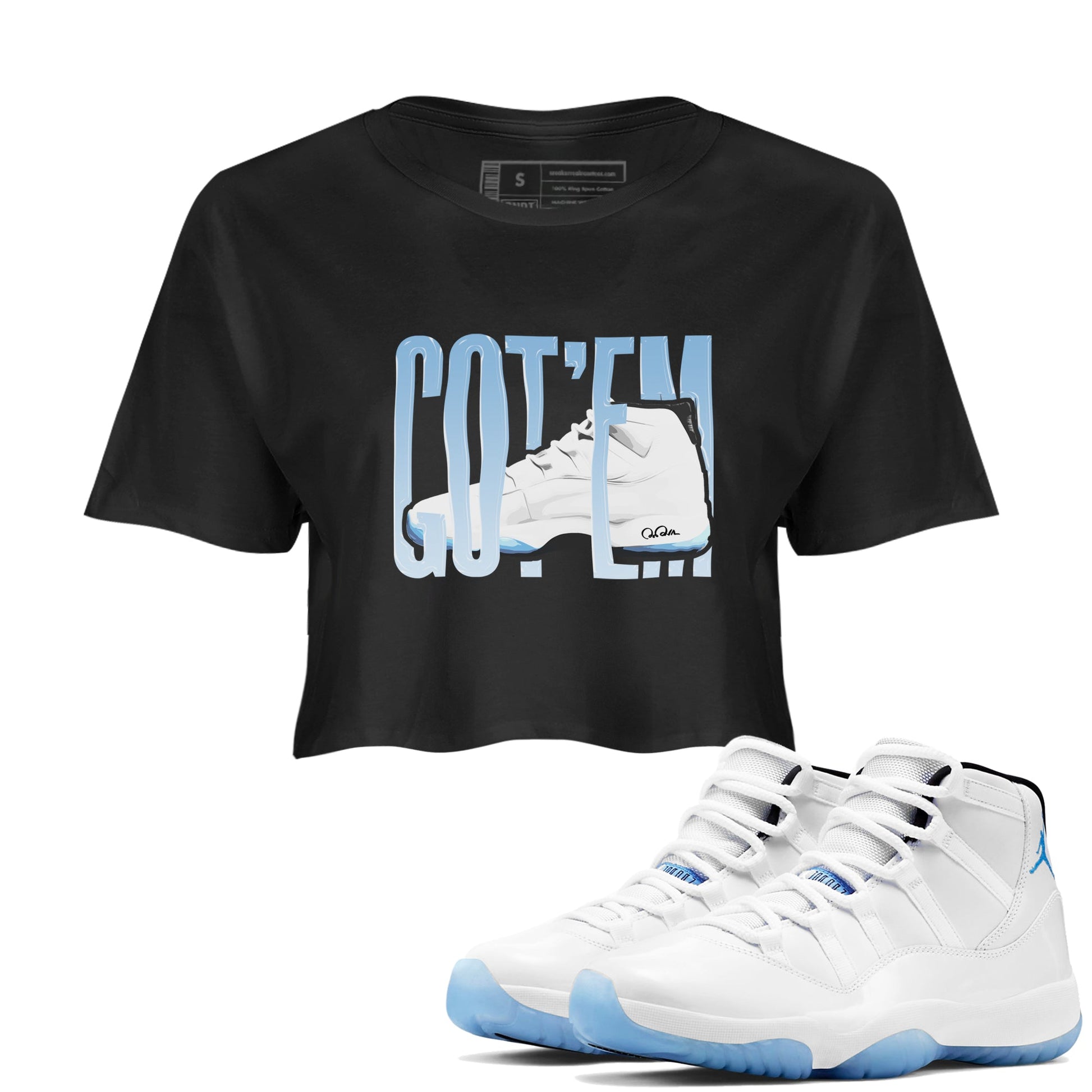 11s Retro Legend Blue shirts to match jordans Wiggling Gotem sneaker match tees Air Jordan 11 Legend Blue best t shirts to wear with jordans SNRT Sneaker Tees unisex cotton Black 1 crop tee